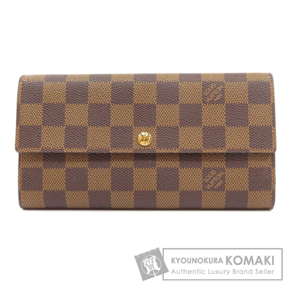 Louis Vuitton Portefeuille Sarah Damier Ebene Brown Long Wallet Canvas